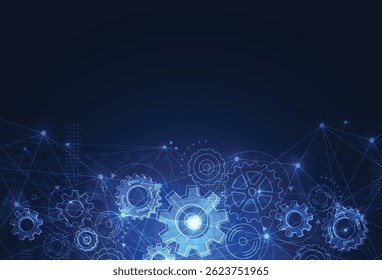 Abstract gear wheel mechanism background. Machine technology. Vector illustration