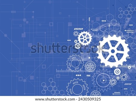 Abstract gear wheel mechanism background. Machine technology. Vector illustration
