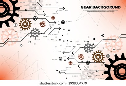 Abstract gear wheel pattern on orange technology background EP.10.Used to decorate on message boards, advertising boards, publications and other works