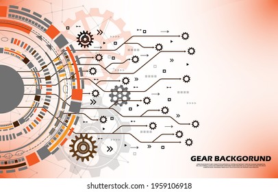 Abstract gear wheel pattern on orange technology background EP.16.Used to decorate on message boards, advertising boards, publications and other works