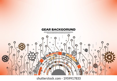 Abstract gear wheel pattern on orange technology background EP.17.Used to decorate on message boards, advertising boards, publications and other works