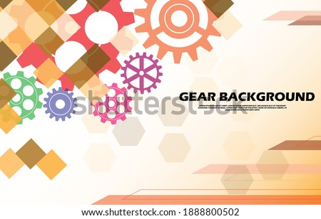 Abstract gear wheel pattern on a colorful technology square background EP.2.Used to decorate on advertisements, messages, boards or other designs.