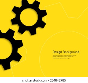 Abstract gear wheels symbol background for business design, technology, settings, working, advertisement. Flat design style