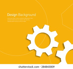 Abstract gear wheels symbol background for business design, technology, settings, working, advertisement. Flat design style