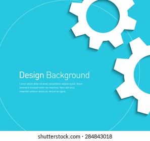 Abstract gear wheels symbol background for business design, technology, settings, working, advertisement. Flat design style