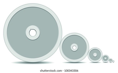 Abstract gearbox, five linked gears