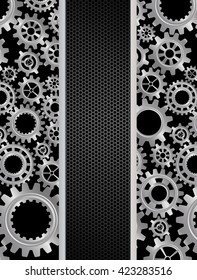 Abstract Gears banner on Black Background. Vector
