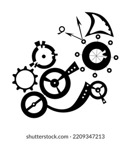 Abstract gears, clocks, numbers and arrows. Vector illustration