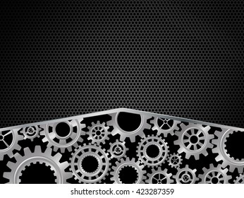 Abstract Gears concept on Black Background.Vector