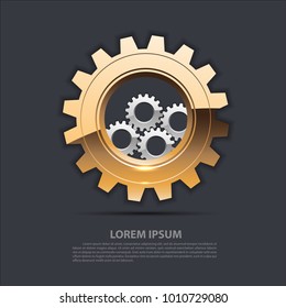 Abstract gears gold silver overlap on gray design modern industrial futuristic background vector illustration.
