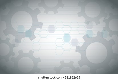 Abstract Gears and Hexagon background 