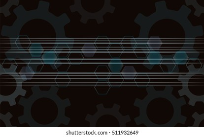Abstract Gears and Hexagon background 