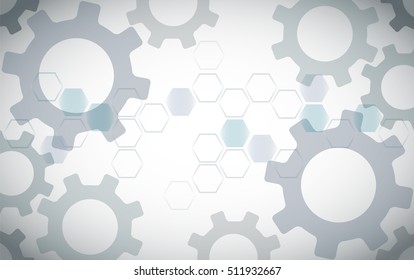 Abstract Gears and Hexagon background 