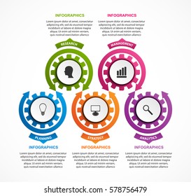 Abstract gears infographic. Design element. Infographics for business presentations or information banner. 