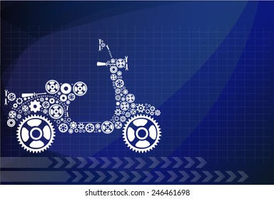 Abstract gears in Motorcycle shape