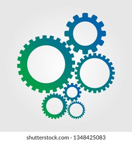Abstract gears wheels isolated on white background. Modern technical design with gradient colors.