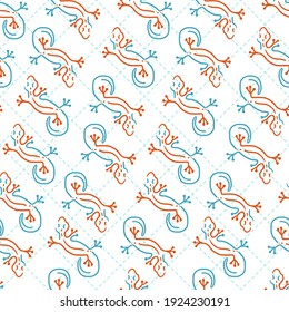 Abstract Gecko Vector Line Art Seamless Pattern can be use for background and apparel design