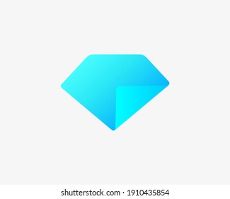 Abstract gem, diamond with paper folded corner logo design template. Universal creative jewelry store, jewel, treasure flat vector icon sign symbol logotype.