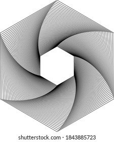 Resumen de la línea de arte gemátrica aislada sobre fondo blanco. Ilustración vectorial de hermosas líneas de forma hexagonal geométrica.