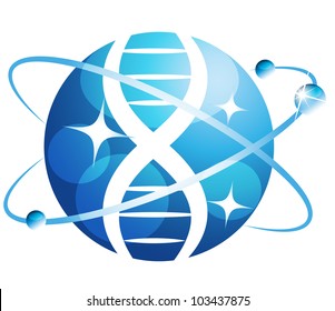 Abstract gene chain. Can be used as medical, genetic, pharmaceutical, science symbol. Beautiful blue color.