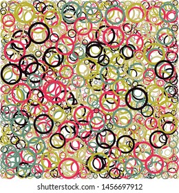Abstract Generative Art color distributed circles donuts background illustration