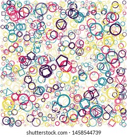 Abstract Generative Art color distributed donut figures background illustration