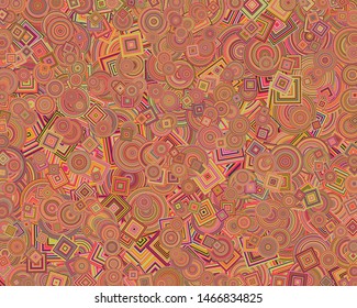 Abstract Generative Art color distributed  circles and Sqares background illustration
