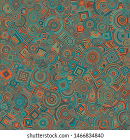 Abstract Generative Art color distributed  circles and Sqares background illustration