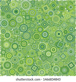 Abstract Generative Art color distributed  circles and Sqares background illustration