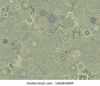 Abstract Generative Art color distributed  circles and Sqares background illustration