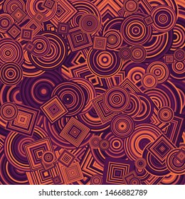 Abstract Generative Art color distributed  circles and Squares background illustration