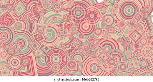 Abstract Generative Art color distributed  circles and Squares background illustration