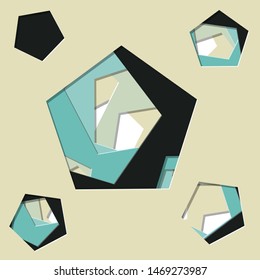 Abstract Generative Art color distributed polygone holes background illustration