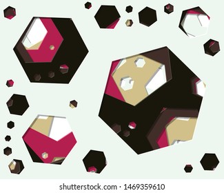 Abstract Generative Art color distributed polygone holes background illustration