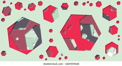 Abstract Generative Art color distributed polygone holes background illustration