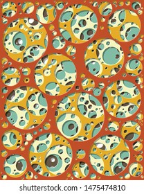 Abstract Generative Art color distributed circles holes background illustration