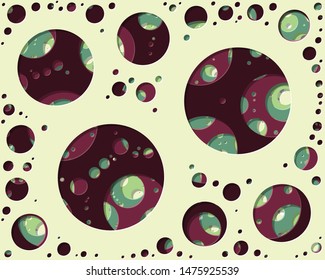 Abstract Generative Art color distributed circles holes background illustration