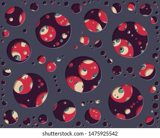Abstract Generative Art color distributed circles holes background illustration