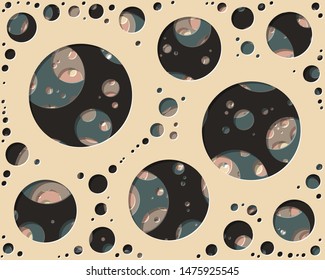 Abstract Generative Art color distributed circles holes background illustration