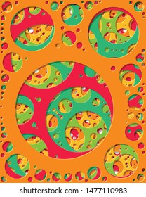Abstract Generative Art color distributed circles holes background illustration