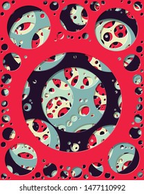 Abstract Generative Art color distributed circles holes background illustration