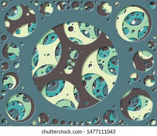 Abstract Generative Art color distributed circles holes background illustration