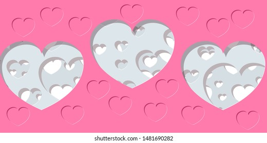 Abstract generative  distributed hearts holes on a white background. Vector illustration suitable for valentines day design, wedding design, birthday.