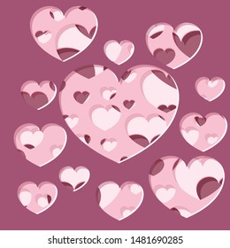 Abstract generative  distributed hearts holes on a white background. Vector illustration suitable for valentines day design, wedding design, birthday.