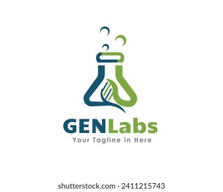 abstract genetic laboratory glass logo icon symbol design template illustration inspiration