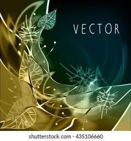 Abstract gentle elegant romantic background. Vector frame with shining a fine branch