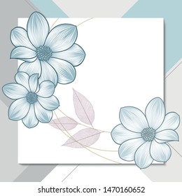 Abstract gentle floral  pattern with dahlia flowers and bright leaves. Vector element for the design of wallpaper for walls, packaging.