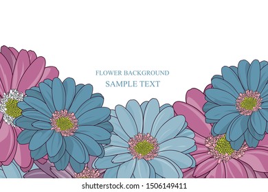 Abstract gentle floral  pattern with gerbera flowers and bright leaves. Vector element for the design of wallpaper for walls, packaging.