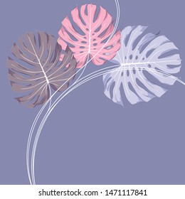 Abstract gentle floral  pattern with monstera leaves. Vector element for the design of wallpaper for walls, packaging.