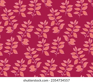Abstract, gentle, minimalistic, background of branch leaves. Vector hand draw branch leafes seamless pattern. Template for textile, fashion, print, surface design, paper, cover, fabric, interior decor